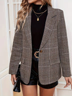 Women’s Longline Plaid Blazer