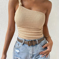 Women’s One Shoulder Textured Knit Tank Top