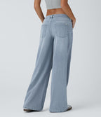 Women's Wide Leg Jeans with Asymmetric Waist