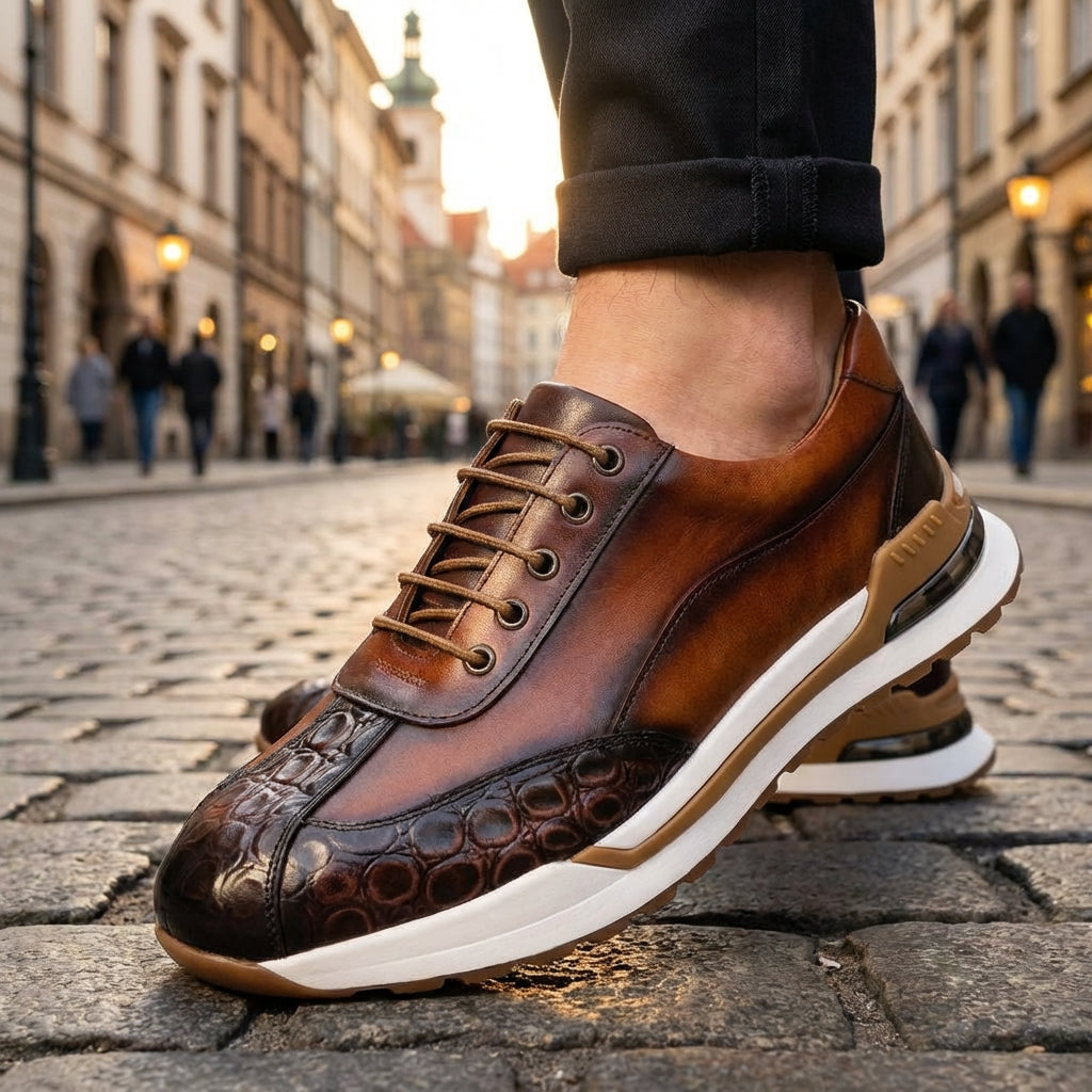 Men's Textured Leather Sneakers