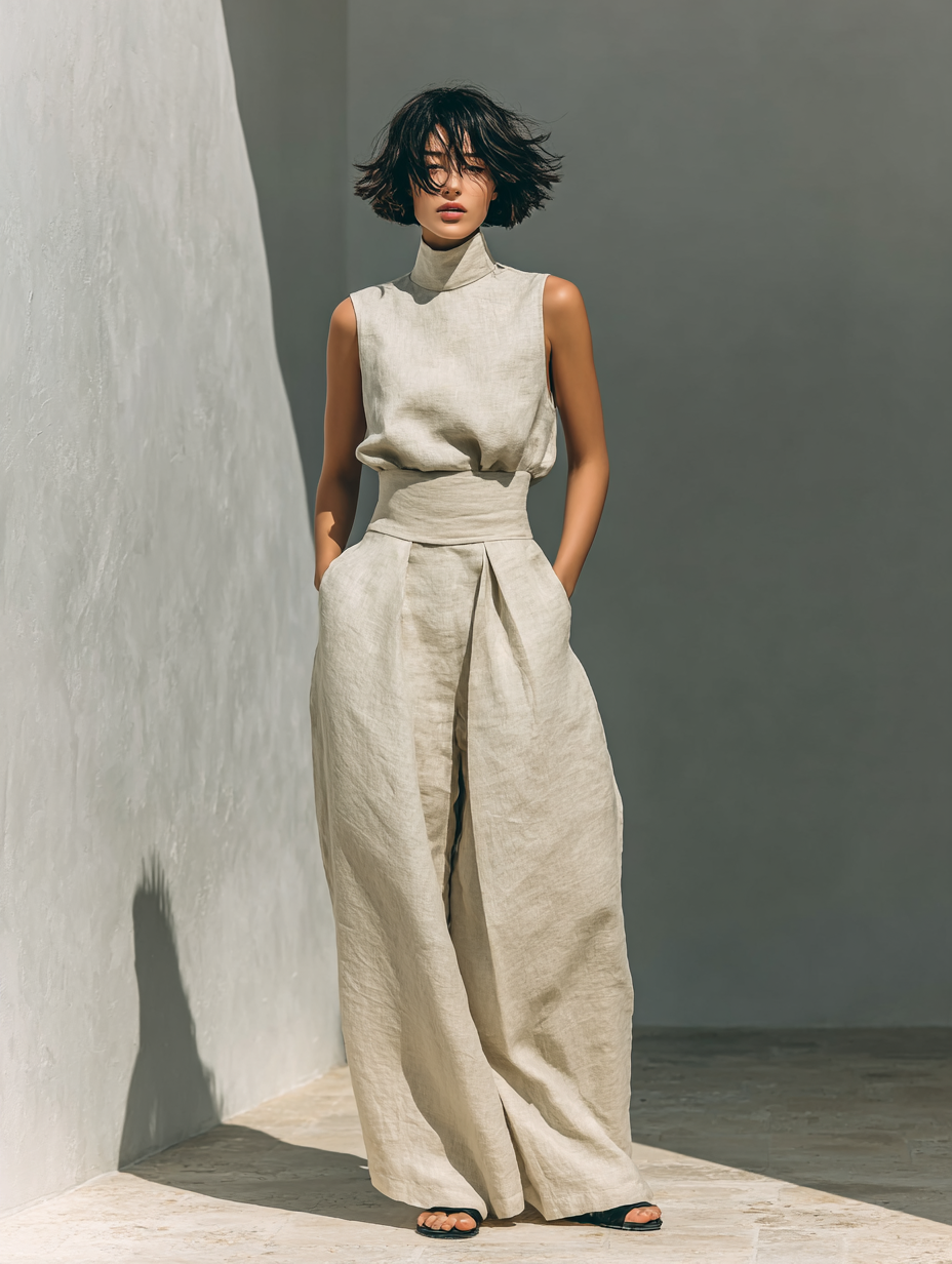 Women's Linen Wide Leg Jumpsuit