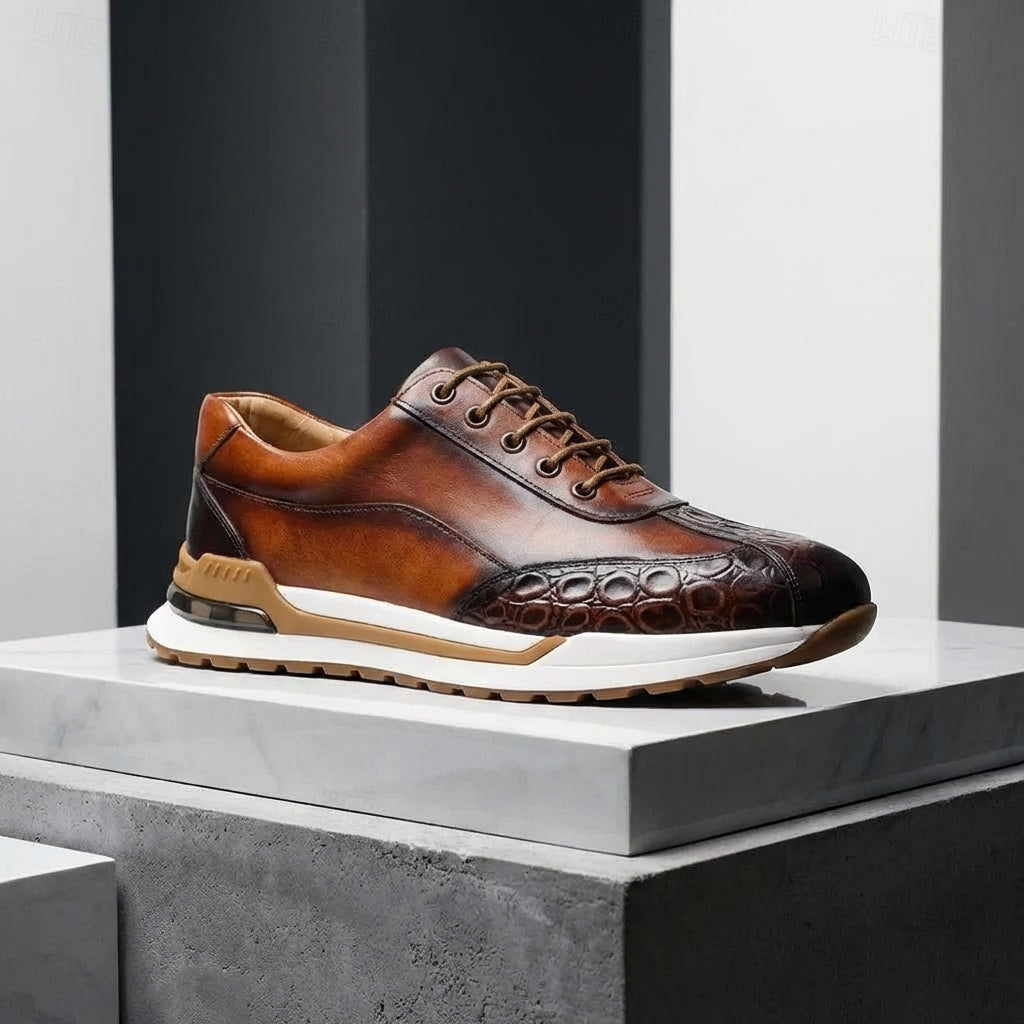 Men's Textured Leather Sneakers