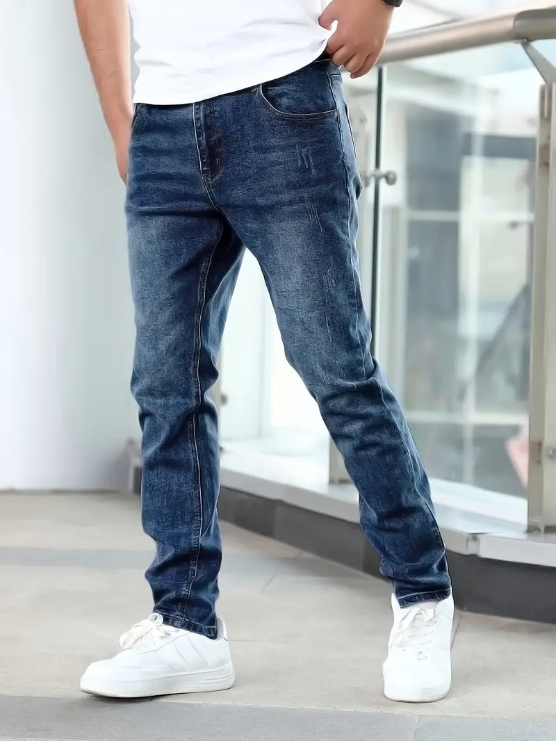 Men’s Distressed Slim-Leg Jeans