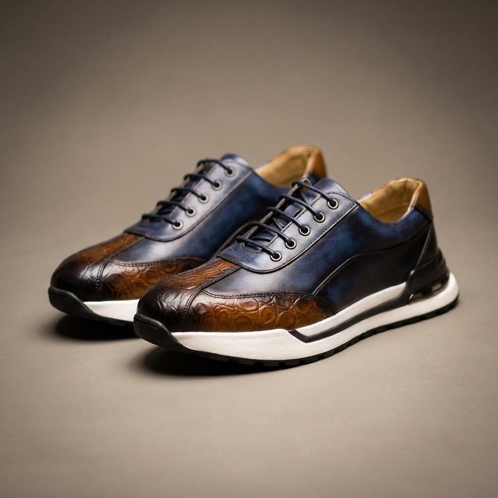 Men's Textured Leather Sneakers