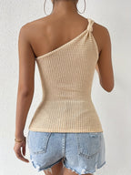 Women’s One Shoulder Textured Knit Tank Top