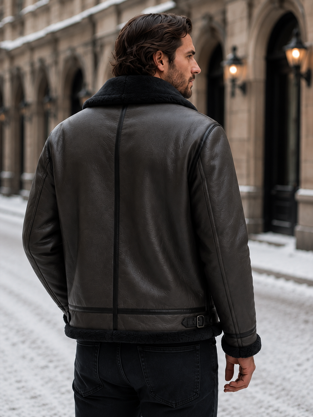 Men's Contrast-Collar Zip-Up Winter Jacket