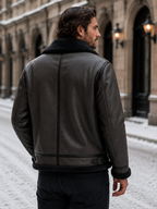 Men's Contrast-Collar Zip-Up Winter Jacket
