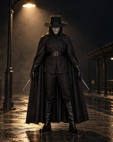 Men’s Halloween Hooded Villain Costume with Cape
