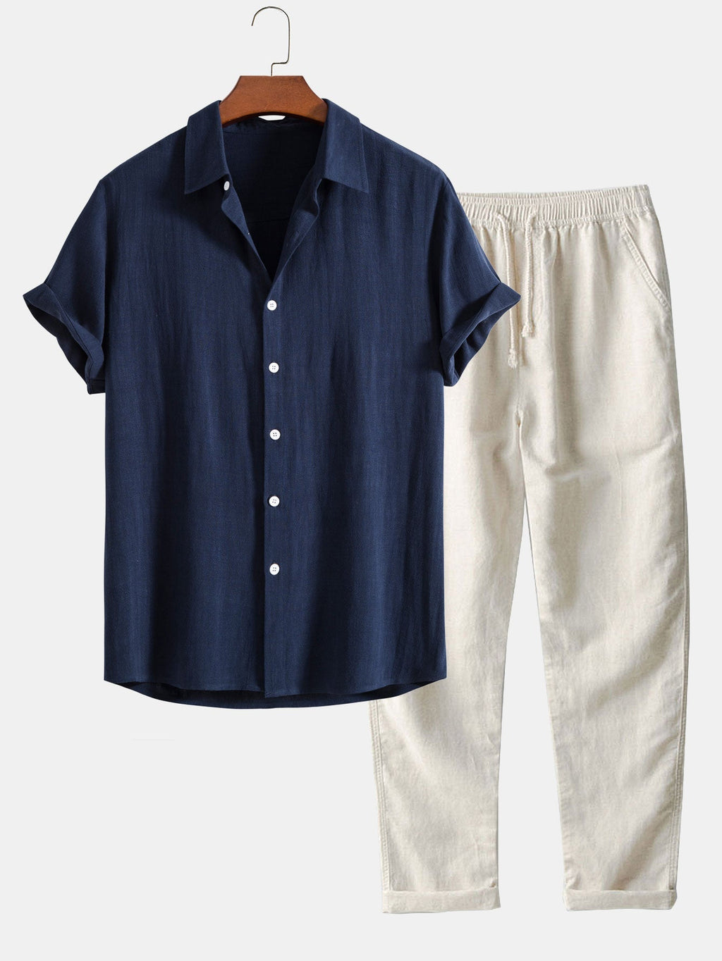 Men’s Casual Short Sleeve Shirt and Pants Set