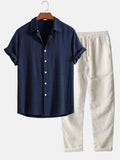 Men’s Casual Short Sleeve Shirt and Pants Set