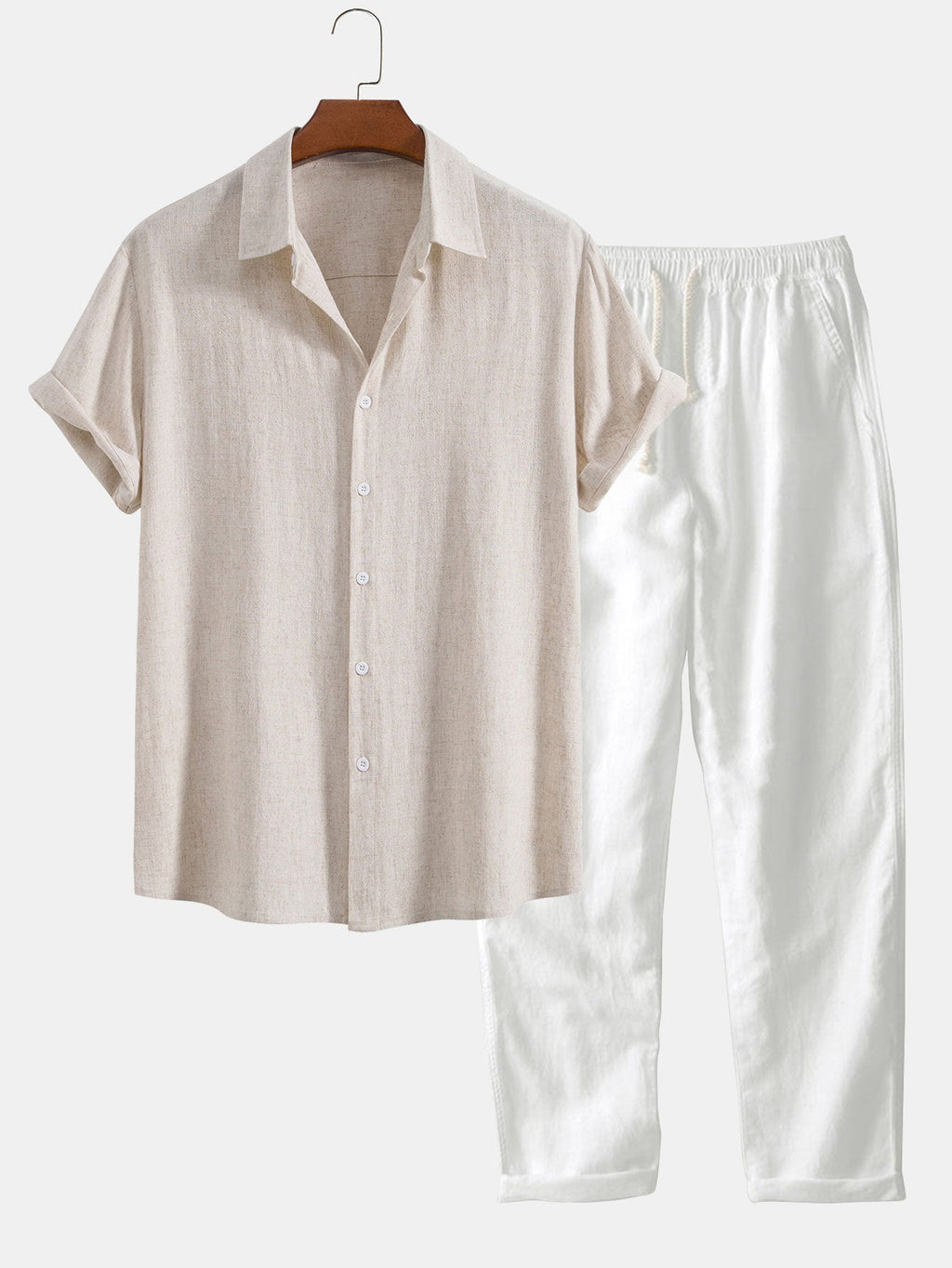 Men’s Casual Short Sleeve Shirt and Pants Set