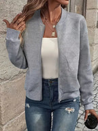 Women's Textured Zip-Front Bomber Jacket