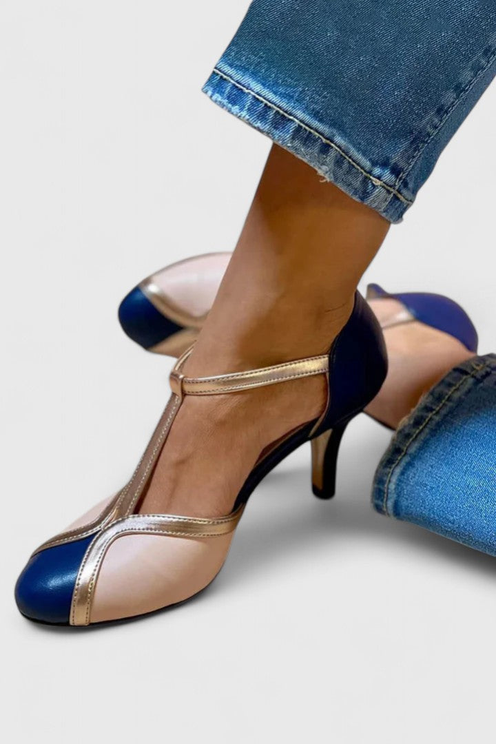 Women’s T-Strap Heels with Round Toe