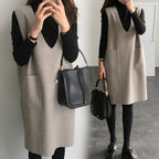 Women's Sleeveless V-Neck Longline Sweater