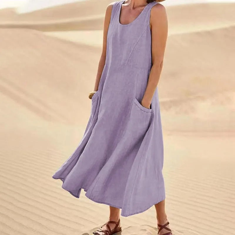 Women's Linen Pocket Maxi Dress