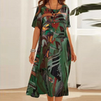 Women’s Abstract Print Short Sleeve Maxi Dress