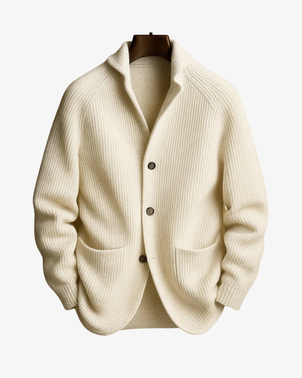 Men's Ribbed Knit Cardigan with Shawl Collar
