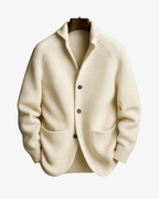 Men's Ribbed Knit Cardigan with Shawl Collar