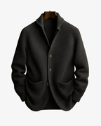 Men's Ribbed Knit Cardigan with Shawl Collar