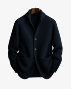 Men's Ribbed Knit Cardigan with Shawl Collar