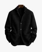 Men's Ribbed Knit Cardigan with Shawl Collar
