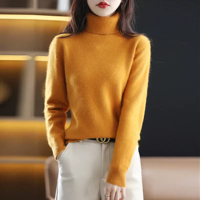 Women’s Turtleneck Sweater with Ribbed Trim