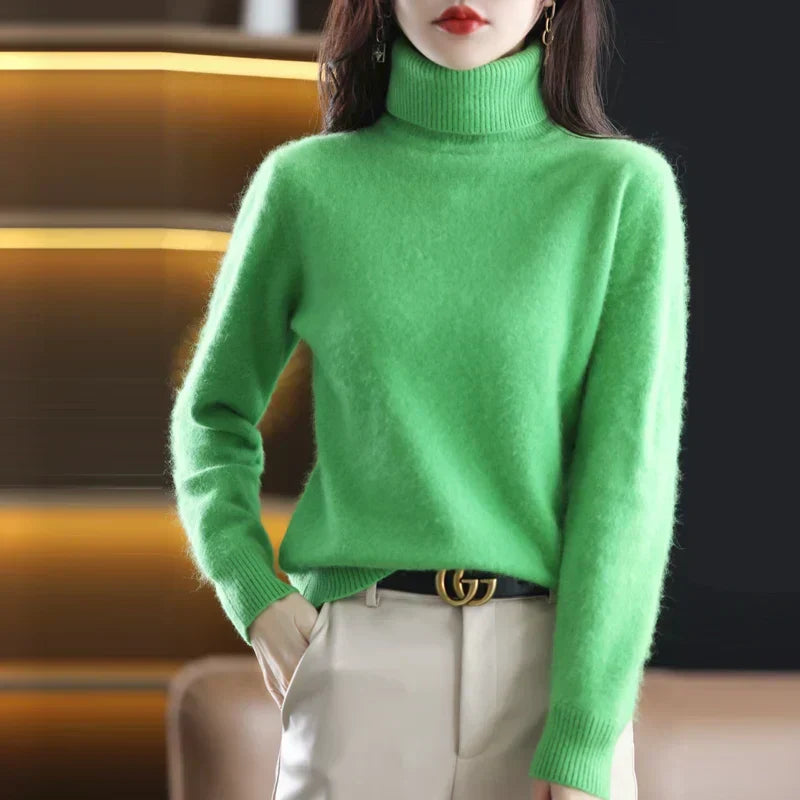Women’s Turtleneck Sweater with Ribbed Trim