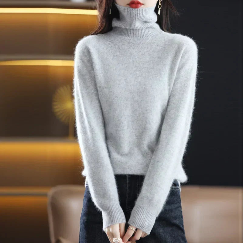 Women’s Turtleneck Sweater with Ribbed Trim