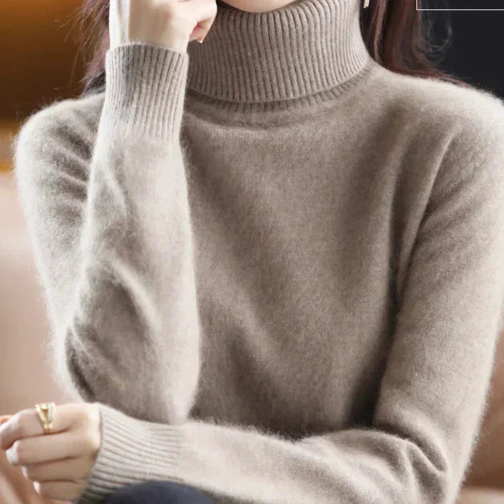 Women’s Turtleneck Sweater with Ribbed Trim