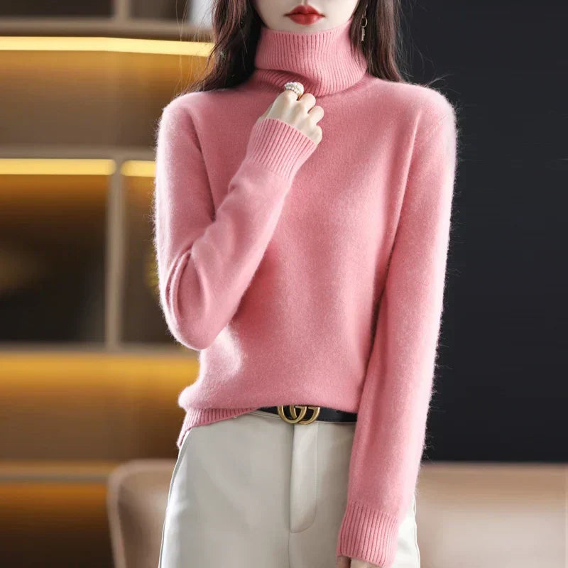 Women’s Turtleneck Sweater with Ribbed Trim