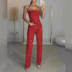 Women's Sparkle Strapless Jumpsuit