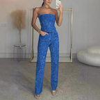 Women's Sparkle Strapless Jumpsuit