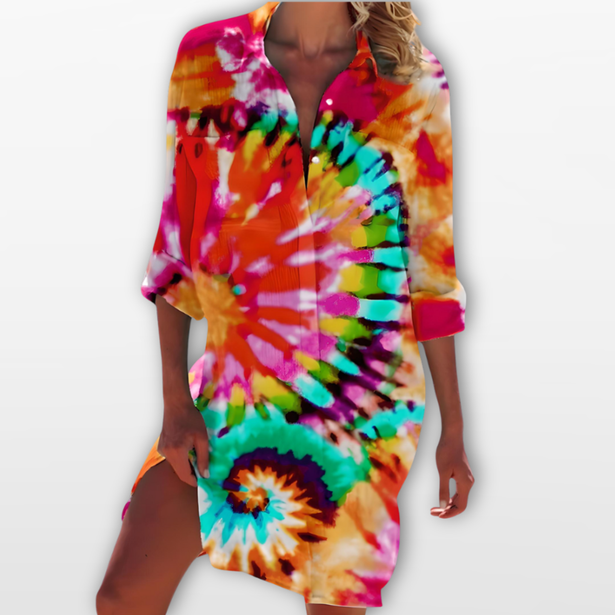 Women Printed Beach Shirt Dress