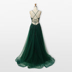 Women’s Lace Tulle Evening Dress Backless Slit
