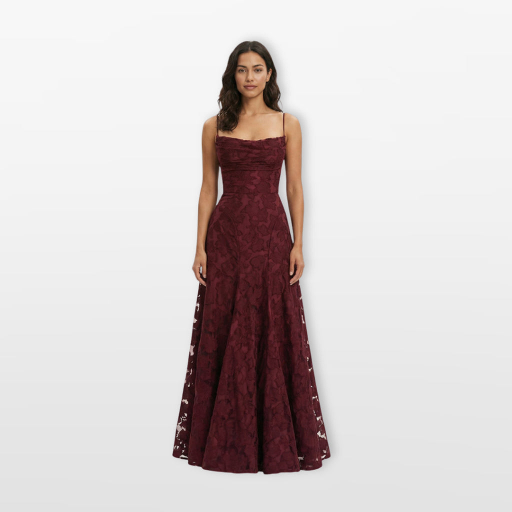 Women’s Lace Back Evening Dress A Line Maxi