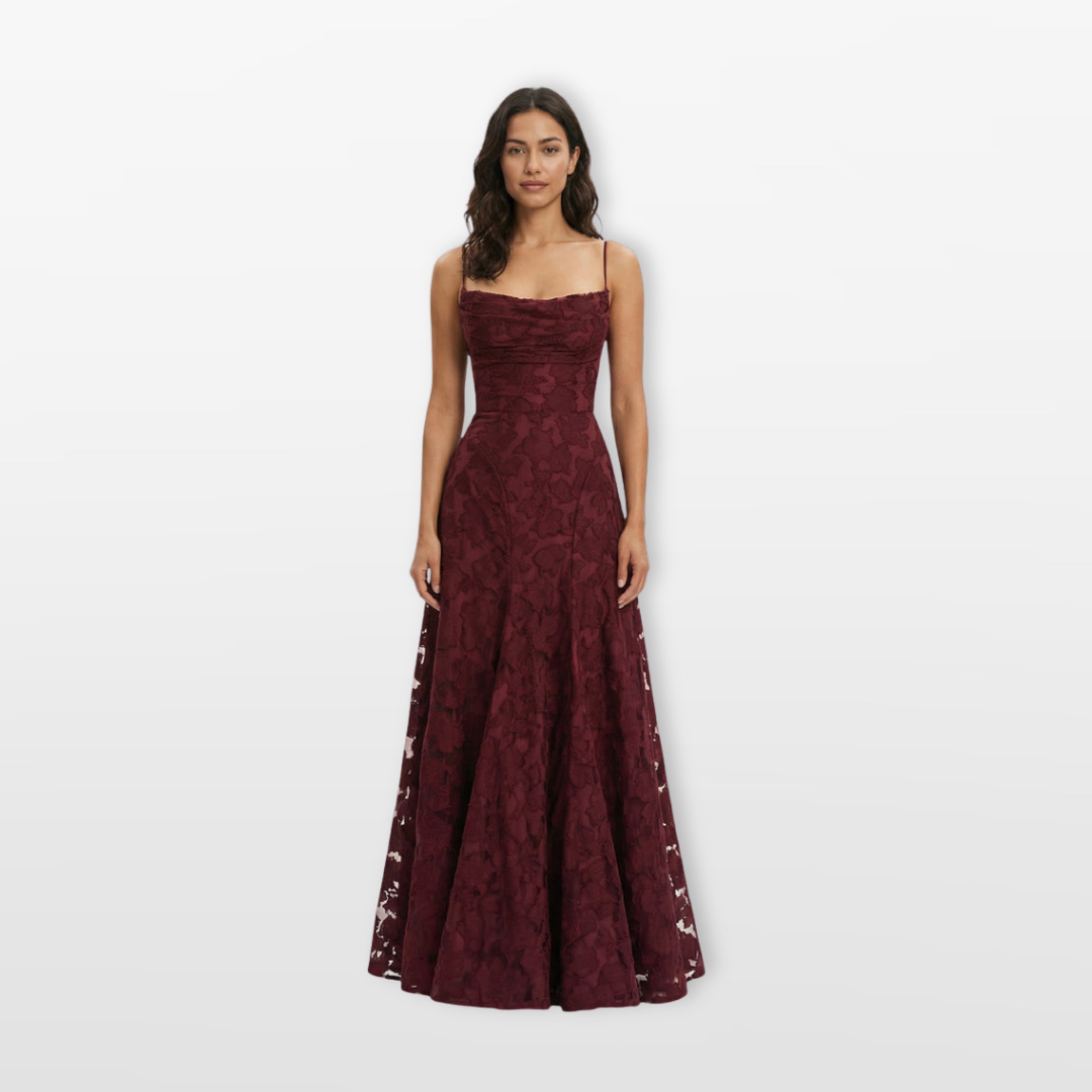 Women’s Lace Back Evening Dress A Line Maxi