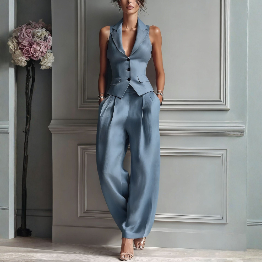 Women’s Vest and Wide-Leg Pant Set