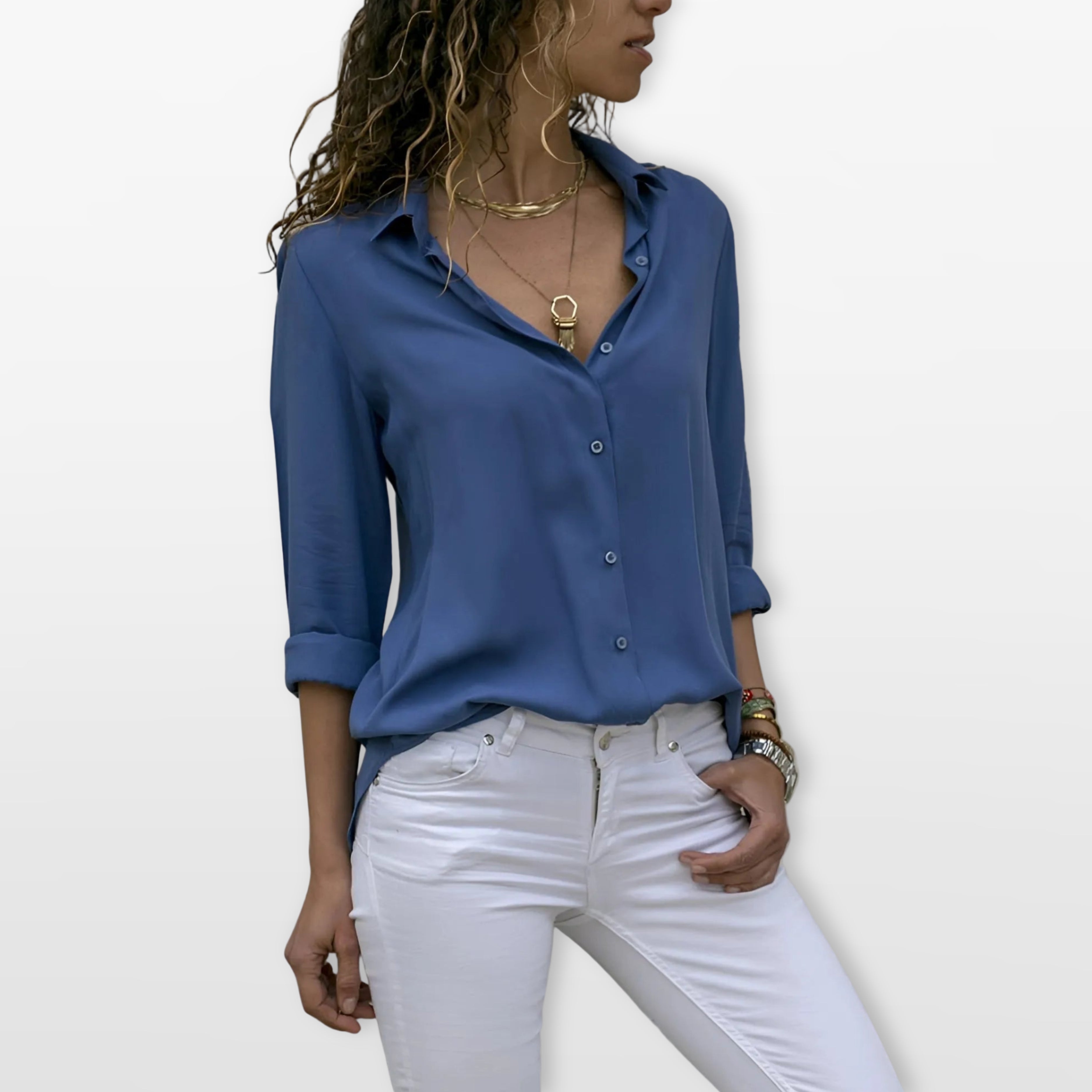 Women’s Button Down Blouse V Neck Shirt