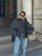 Women’s Asymmetrical Draped-Neck Knit Sweater