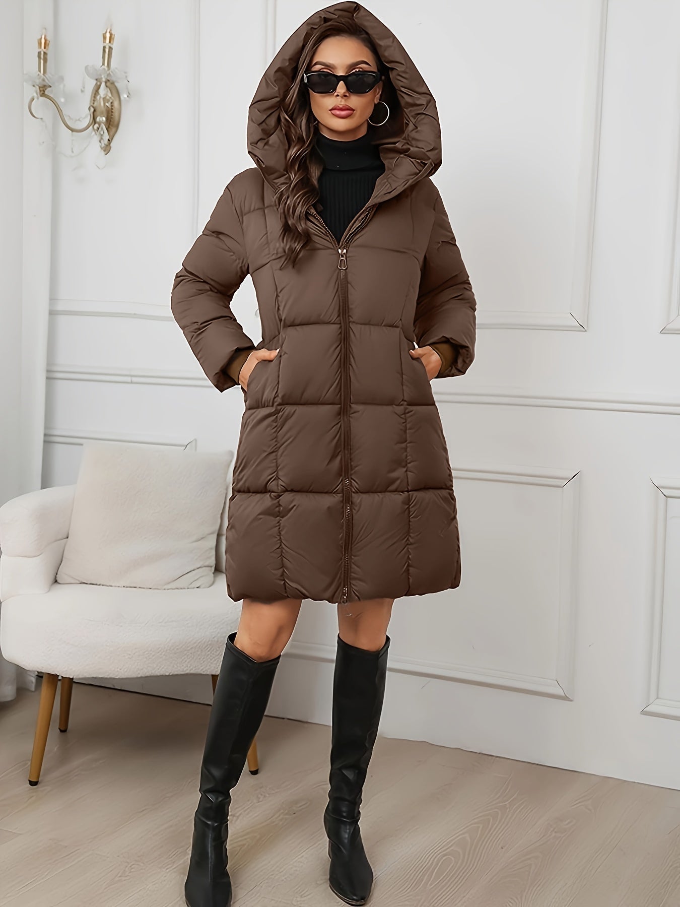 Women’s Long Puffer Jacket with Hood