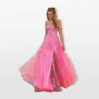 Women’s Lace Tulle Evening Dress Sweetheart Slit