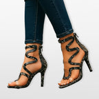 Women’s Strappy High Heel Snake Sandals