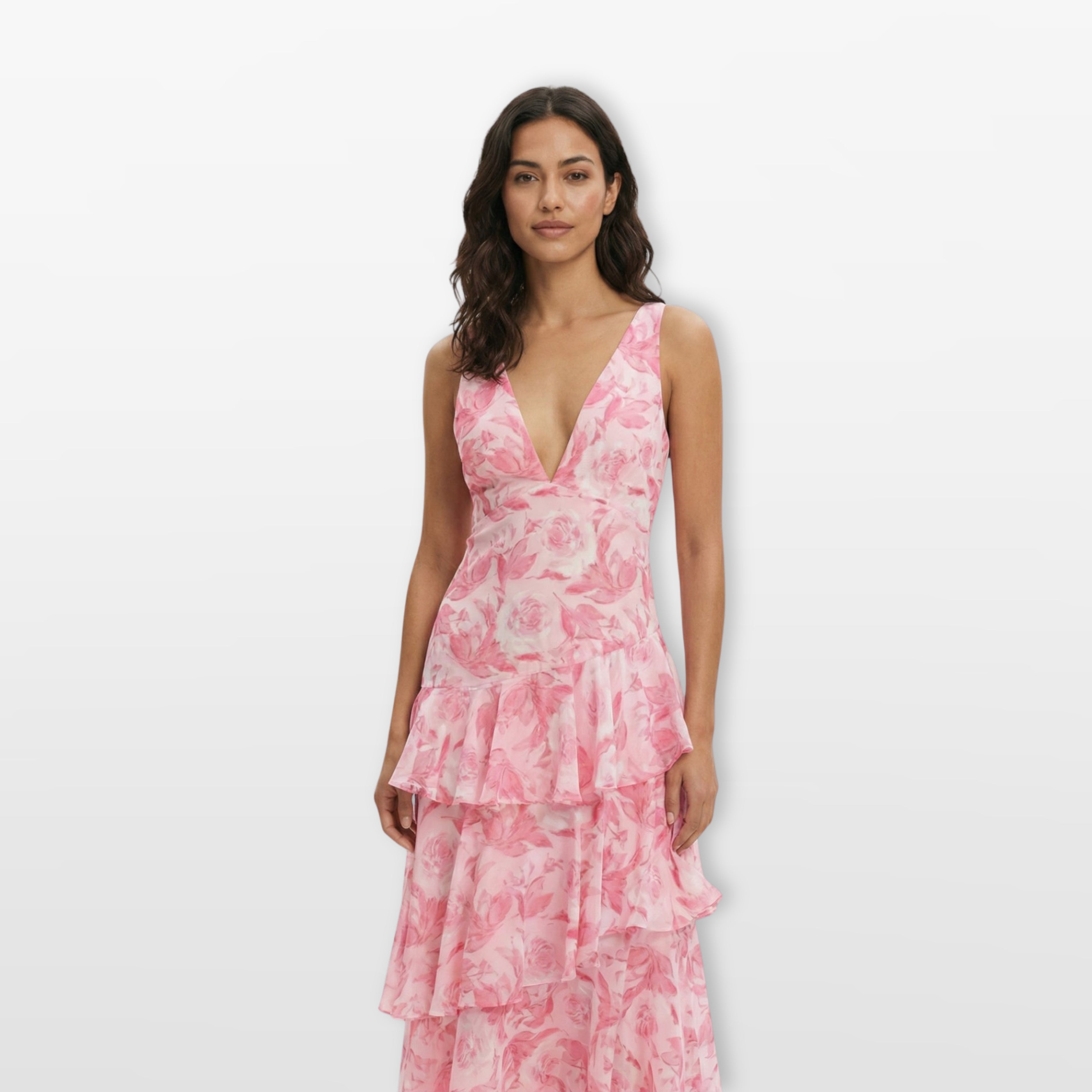 Women’s Floral Maxi Dress Backless Tiered Flowing