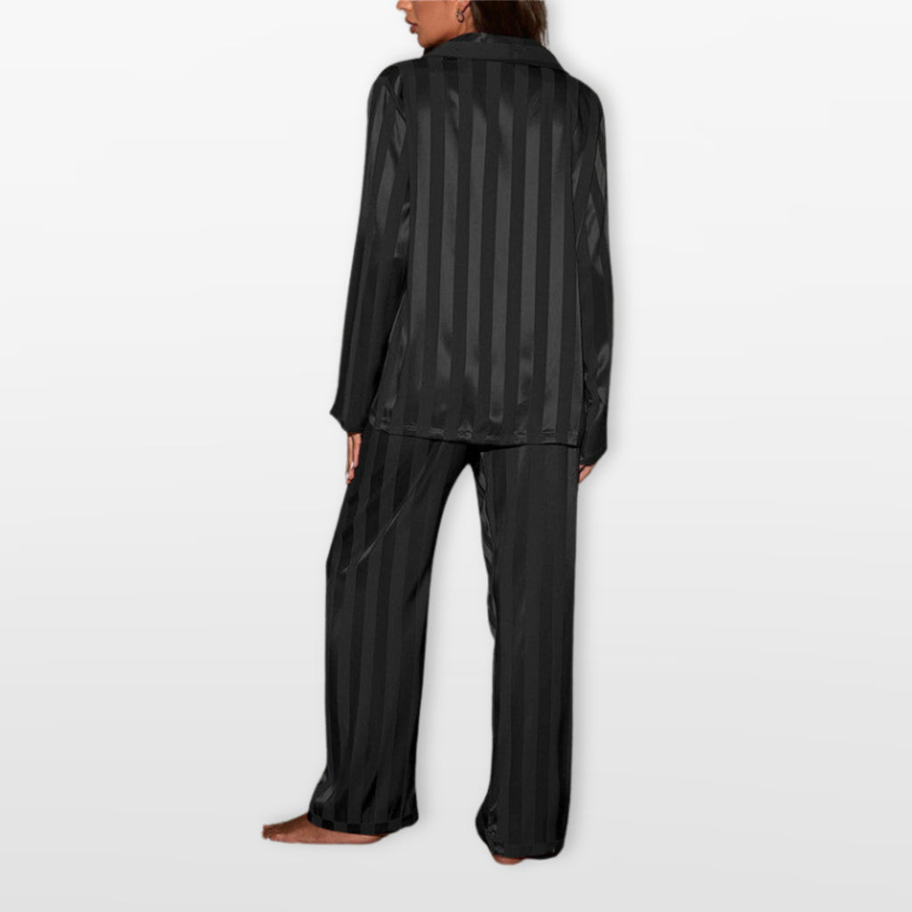 Women’s Satin Pajama Set Striped Loungewear