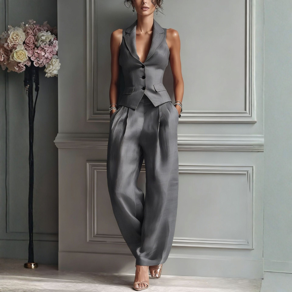 Women’s Vest and Wide-Leg Pant Set
