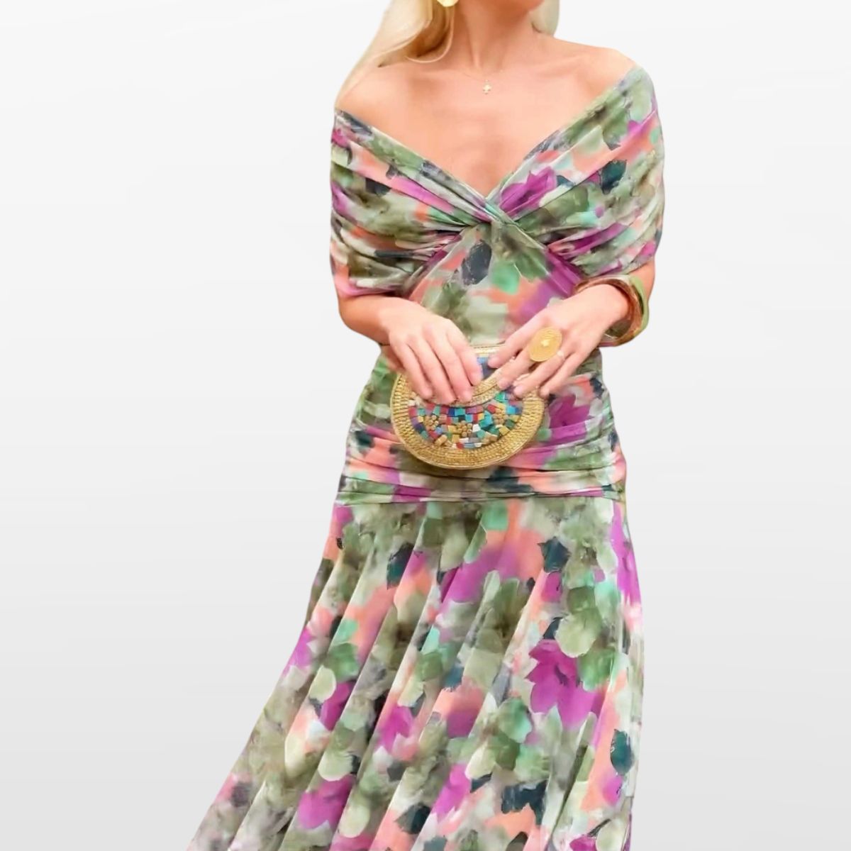 Women Off Shoulder Elegant Midi Dress