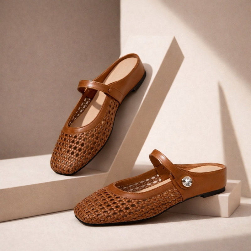 Women’s Woven Mary Jane Mule Flats