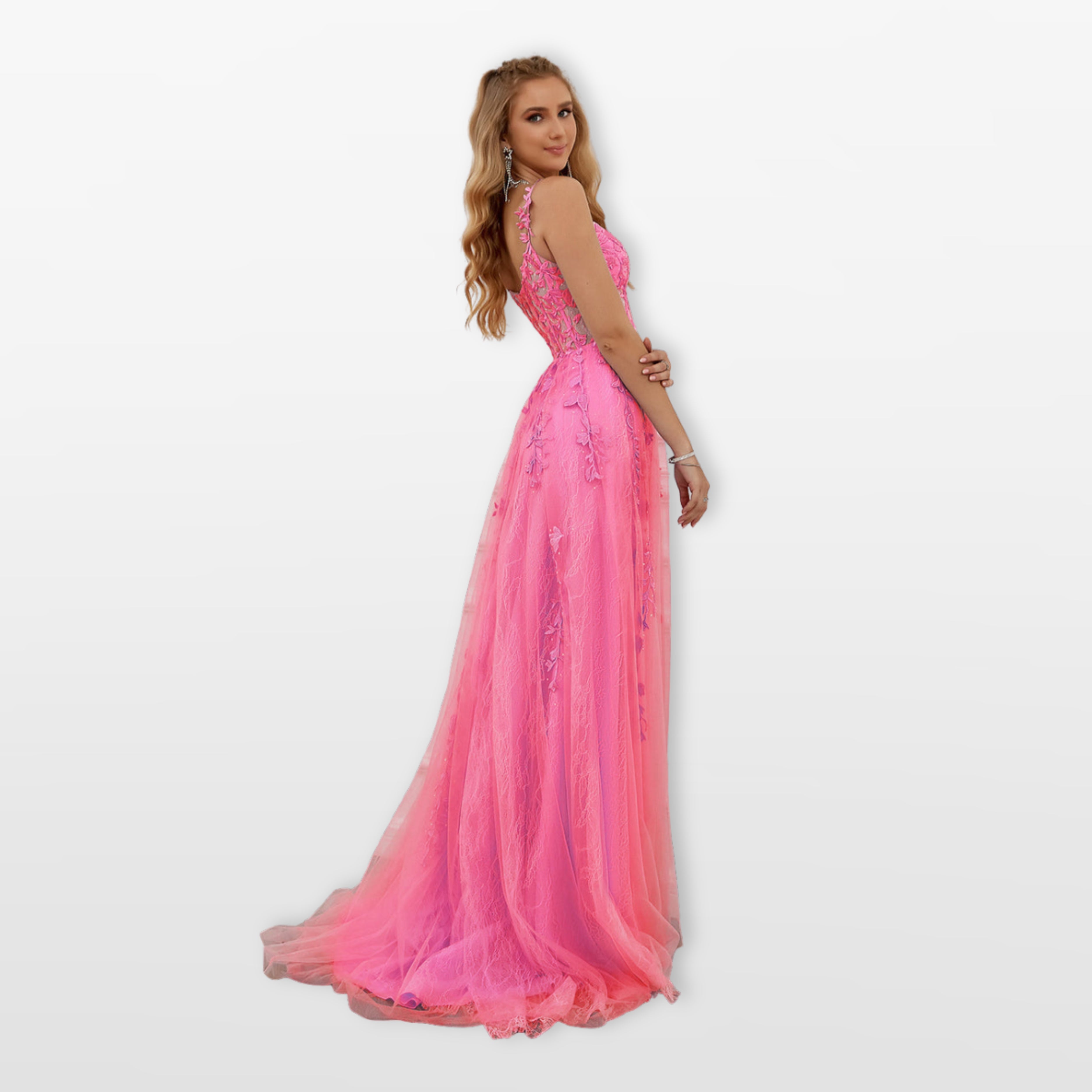Women’s Lace Tulle Evening Dress Sweetheart Slit