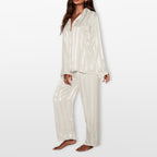 Women’s Satin Pajama Set Striped Loungewear