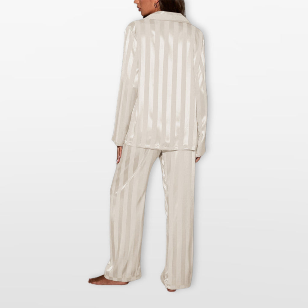 Women’s Satin Pajama Set Striped Loungewear